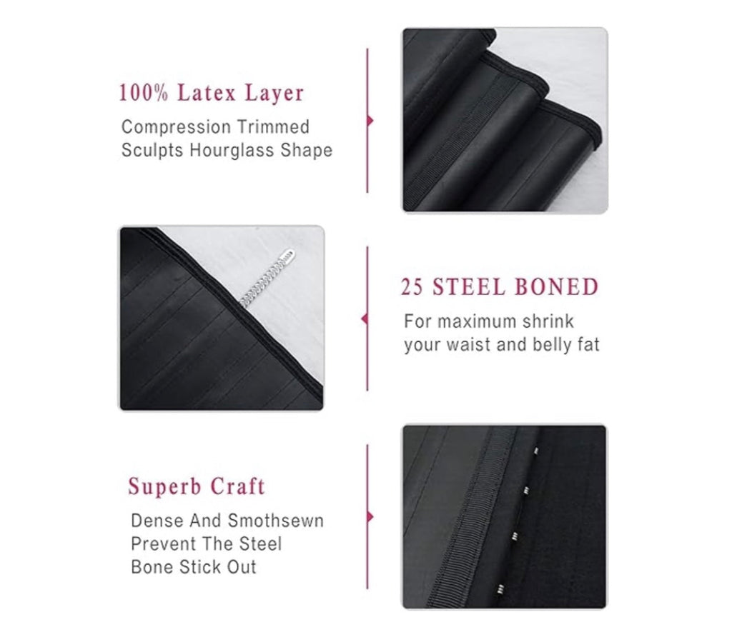 Pearl Steel – Steel Bone Latex Waist Trainer & Belly Slimmer