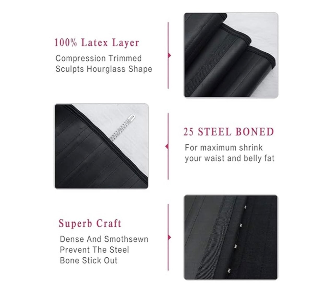 Pearl Steel – Steel Bone Latex Waist Trainer & Belly Slimmer